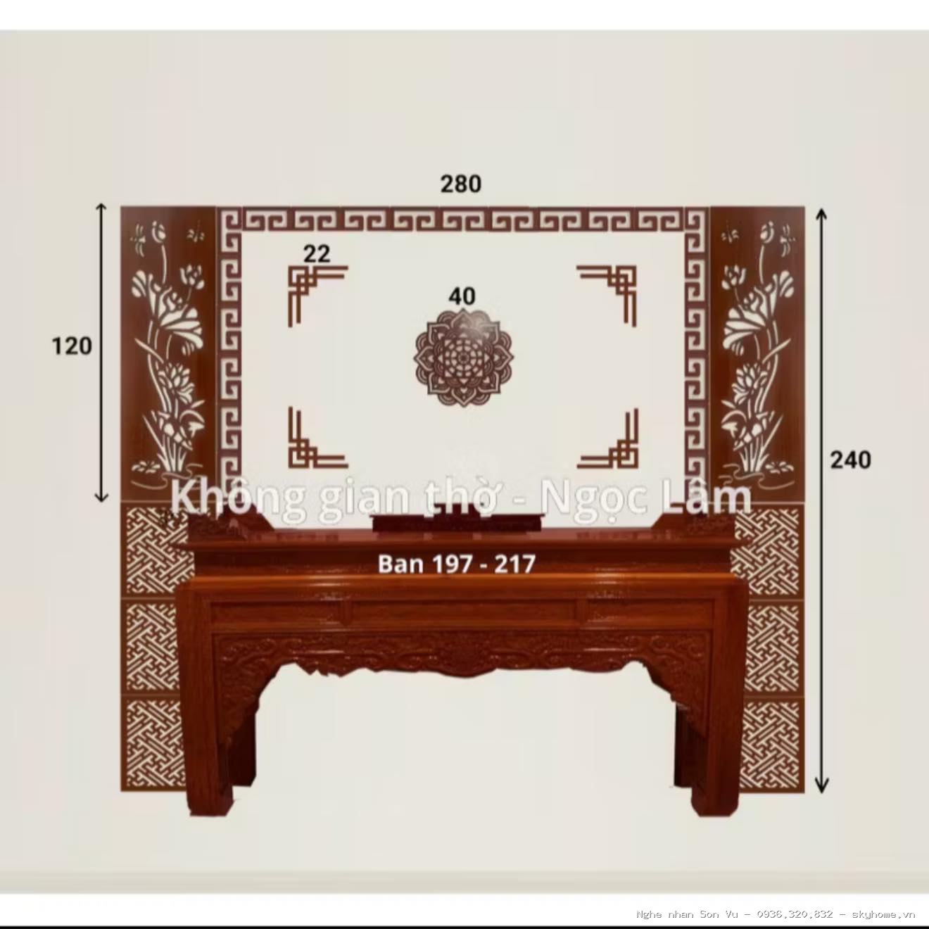 Bàn thờ chung cư Thịnh Vượng - Chế tác bởi Nghệ nhân Sơn Vũ